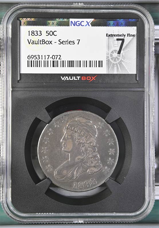 1833 Capped Bust Half Dollar NGCX Extremely Fine 7 Front