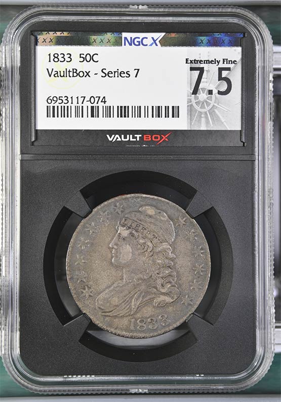 1833 Capped Bust Half Dollar NGCX Extremely Fine 7.5 Front