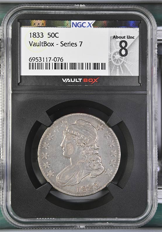 1833 Capped Bust Half Dollar NGCX About Uncirculated 8 Front