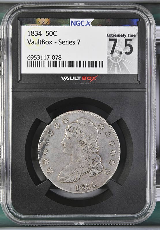 1834 Capped Bust Half Dollar NGCX Extremely Fine 7.5 Front