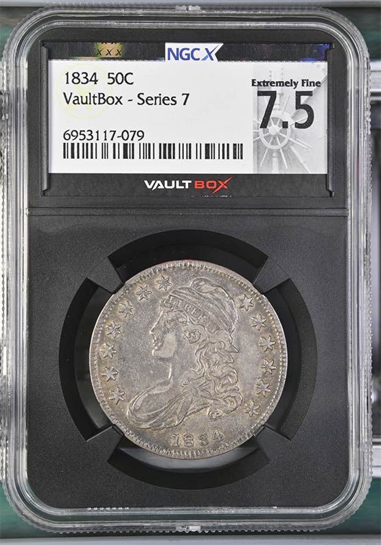 1834 Capped Bust Half Dollar NGCX Extremely Fine 7.5 Front