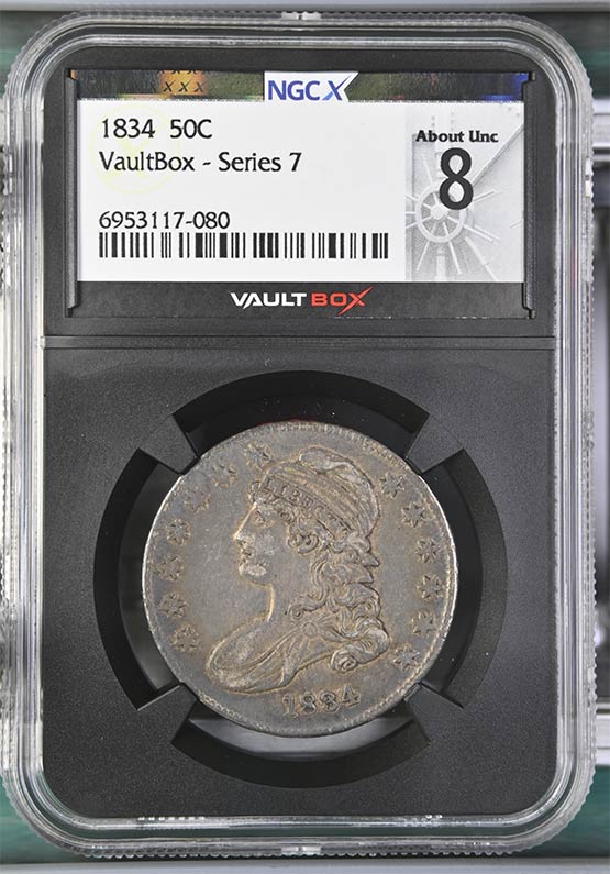 1834 Capped Bust Half Dollar NGCX About Uncirculated 8 Front