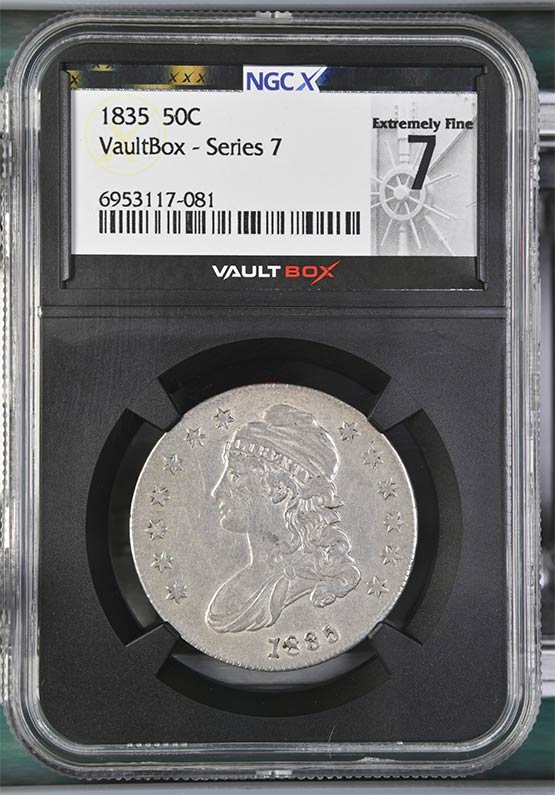 1835 Capped Bust Half Dollar NGCX Extremely Fine 7 Front