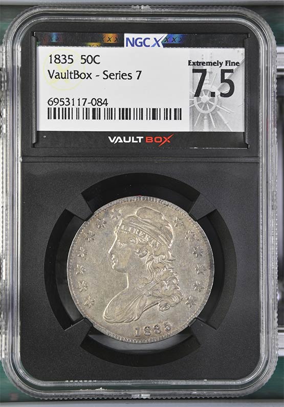 1835 Capped Bust Half Dollar NGCX Extremely Fine 7.5 Front