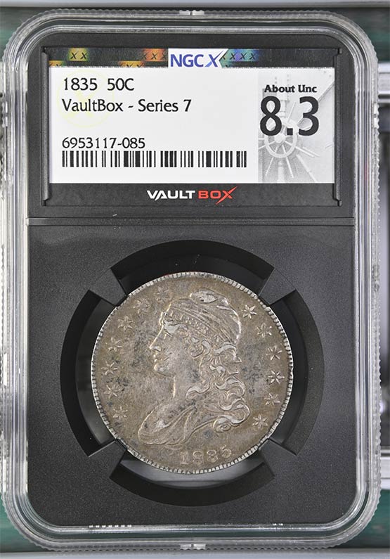 1835 Capped Bust Half Dollar NGCX About Uncirculated 8.3 Front