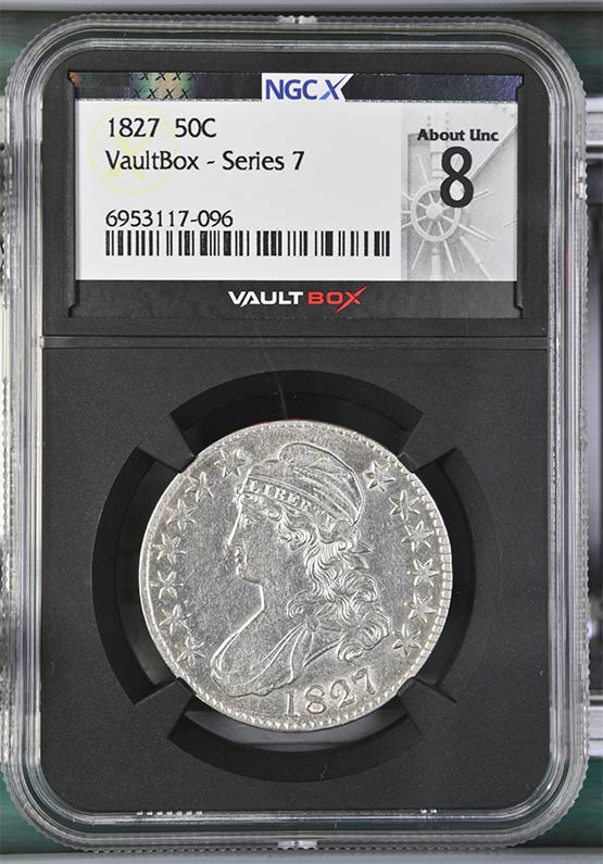 1827 Capped Bust Half Dollar NGCX About Uncirculated 8 Front