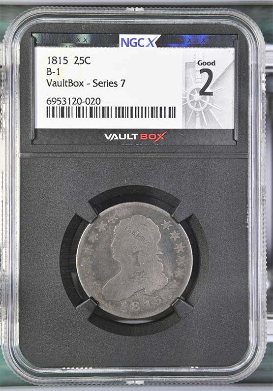 1815 B-1 Capped Bust Quarter NGCX Good 2 Front