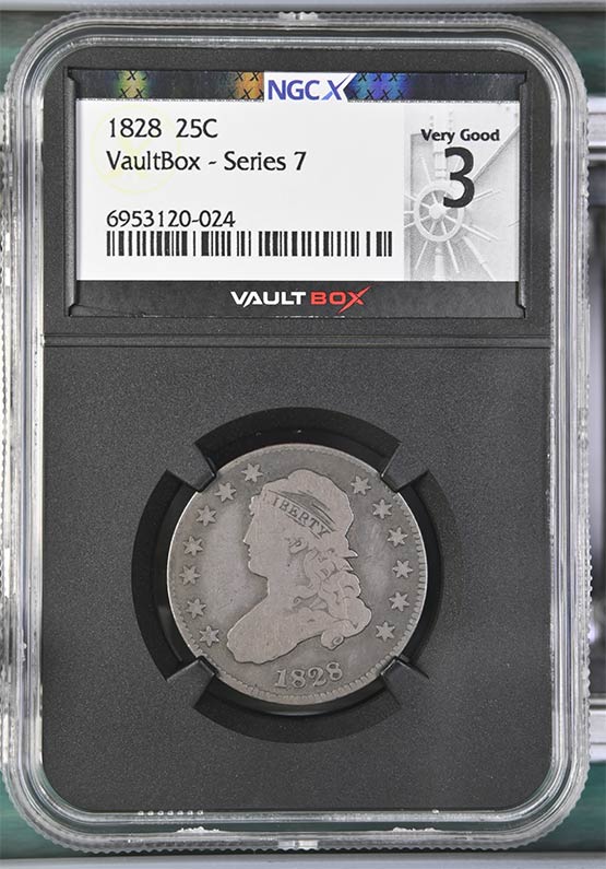 1828 Capped Bust Quarter NGCX Very Good 3 Front