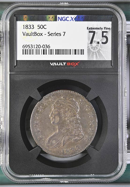 1833 Capped Bust Half Dollar NGCX Extremely Fine 7.5 Front