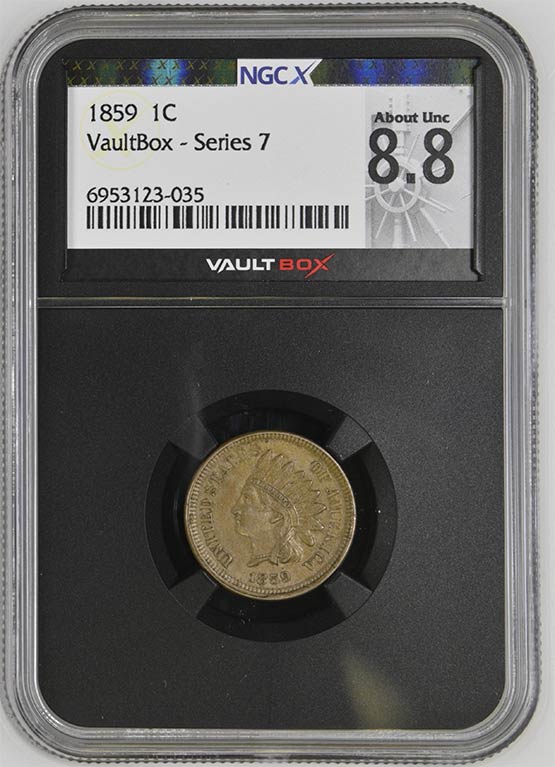 1859 Indian Head Cent NGCX About Uncirculated 8.8 Front