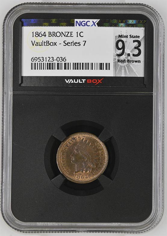 1864 Bronze Indian Head Cent NGCX Mint State 9.3 Red Brown Front