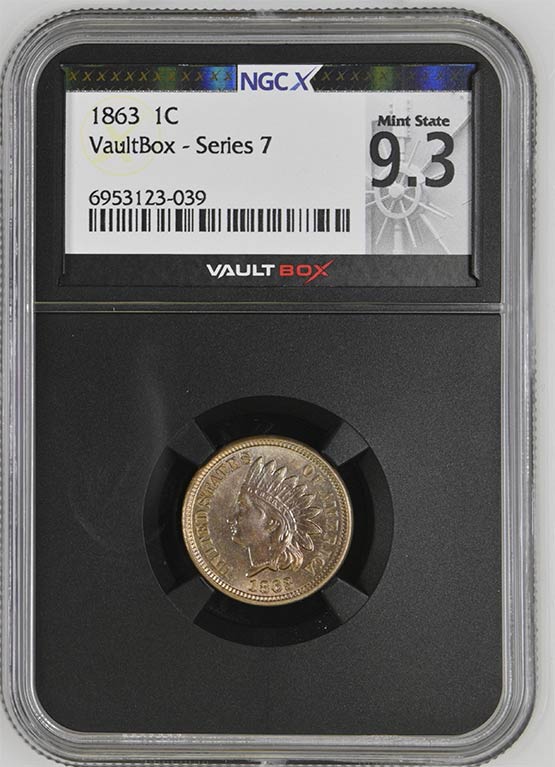 1863 Indian Head Cent NGCX Mint State 9.3 Front