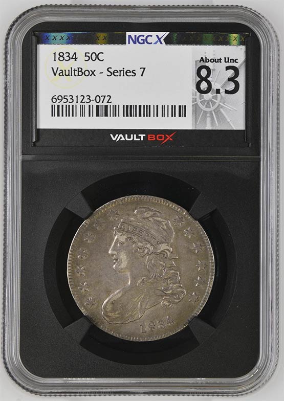 1834 Capped Bust Half Dollar NGCX About Uncirculated 8.3 Front