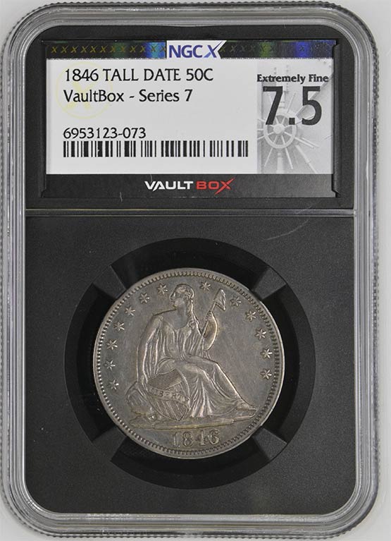 1846 Tall Date Liberty Seated Half Dollar NGCX Extremely Fine 7.5 Front