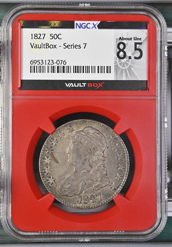 1827 Capped Bust Half Dollar NGCX About Uncirculated 8.5 Front