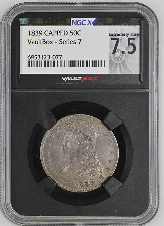 1839 Capped Bust Half Dollar NGCX Extremely Fine 7.5 Front