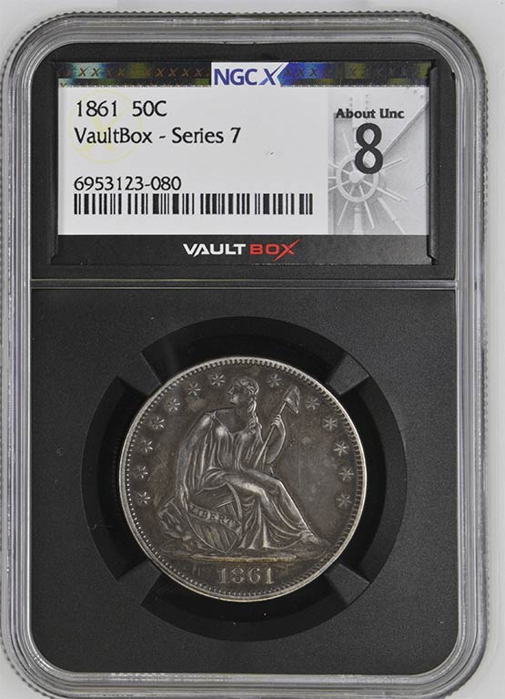 1861 Liberty Seated Half Dollar NGCX About Uncirculated 8 Front