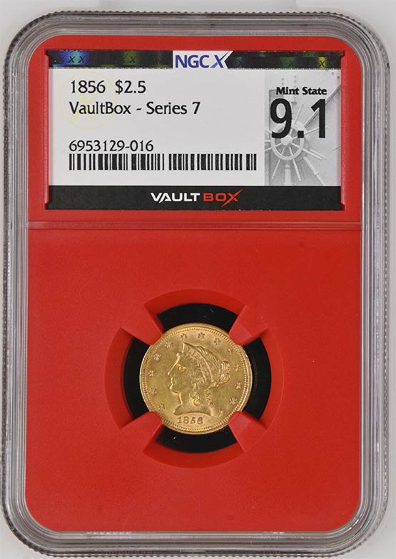 1856 $2.50 Liberty Head Quarter Eagle Gold NGCX Mint State 9.1 Front