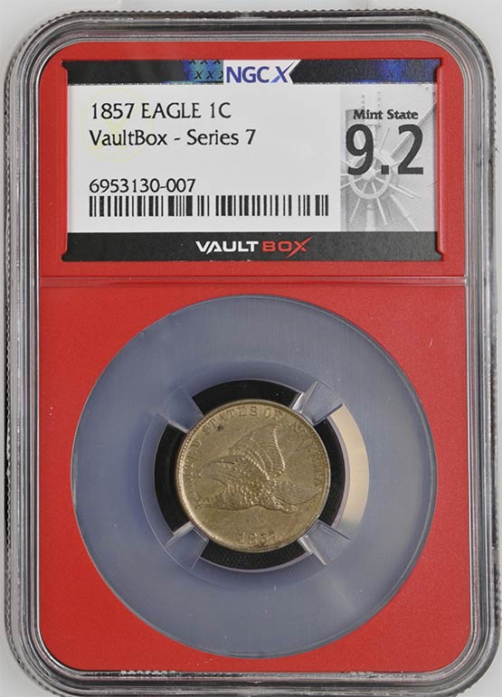 1857 Flying Eagle Cent NGCX Mint State 9.2 Front