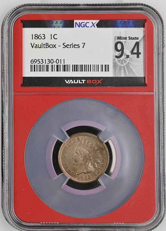 1863 Indian Head Cent NGCX Mint State 9.4 Front