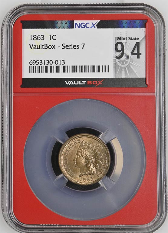 1863 Indian Head Cent NGCX Mint State 9.4 Front