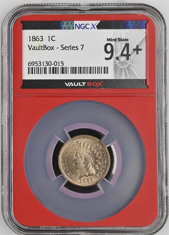 1863 Indian Head Cent NGCX Mint State 9.4+ Front