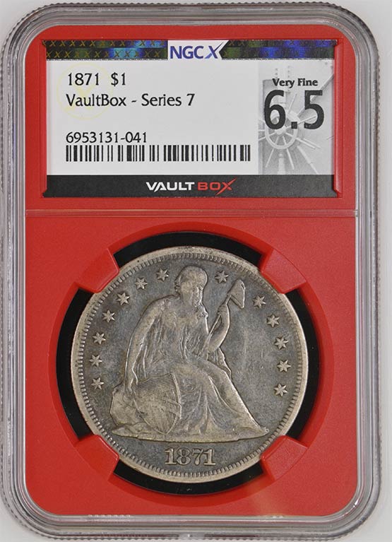 1871 $1 Seated Liberty Silver Dollar NGCX Very Fine 6.5 Front