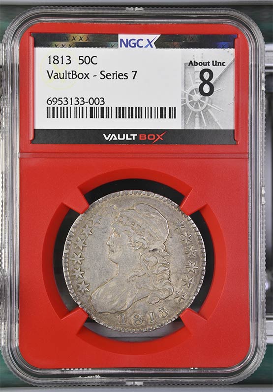 1813 Capped Bust Half Dollar NGCX About Uncirculated 8 Front