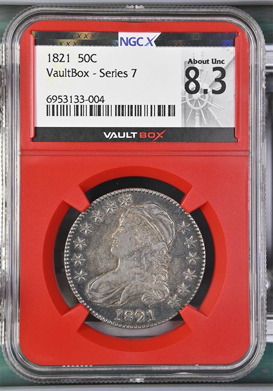 1821 Capped Bust Half Dollar NGCX About Uncirculated 8.3 Front