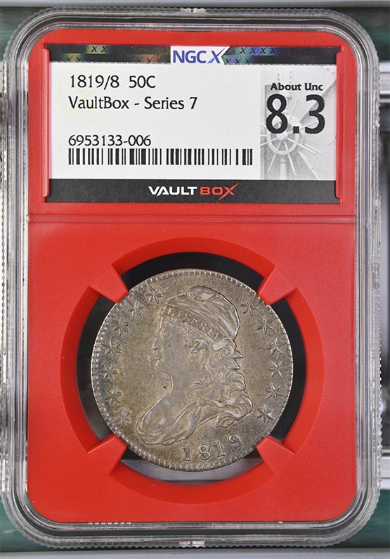 1819/8 Capped Bust Half Dollar NGCX About Uncirculated 8.3 FRONT