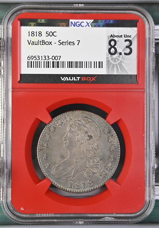 1818 Capped Bust Half Dollar NGCX About Uncirculated 8.3 Front