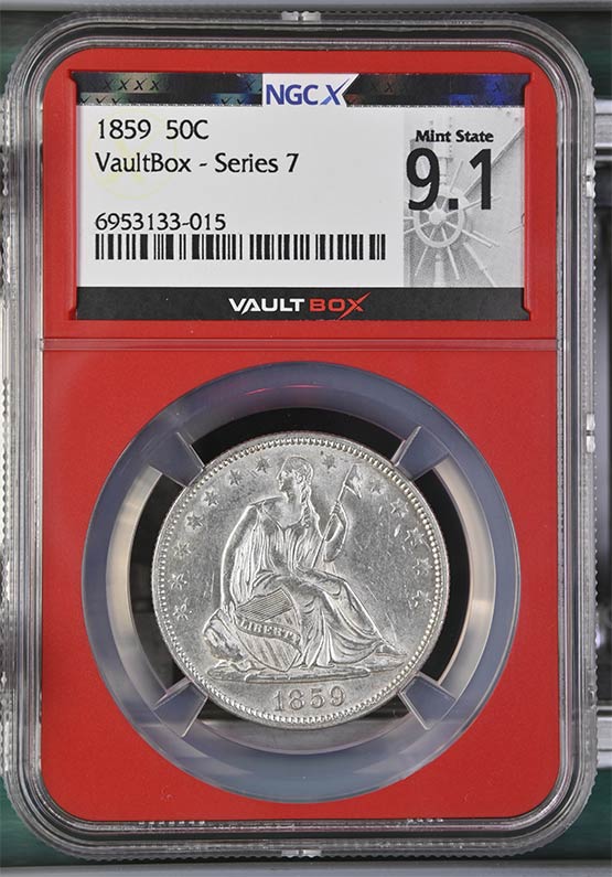 1859 Liberty Seated Half Dollar NGCX Mint State 9.1 Front