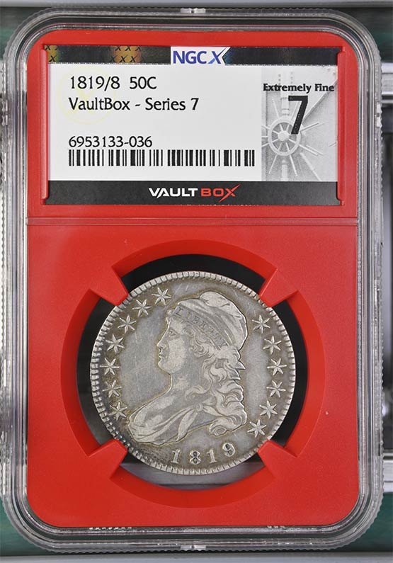 1819/8 Capped Bust Half Dollar NGCX Extremely Fine 7 Front