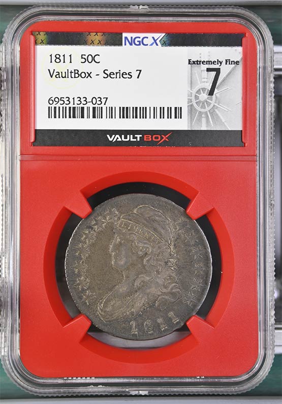 1811 Large 8 Capped Bust Half Dollar NGCX Extremely Fine 7 Front