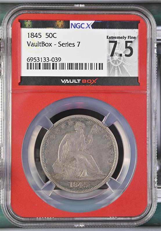 1845 Liberty Seated Half Dollar NGCX Extremely Fine 7.5 Front