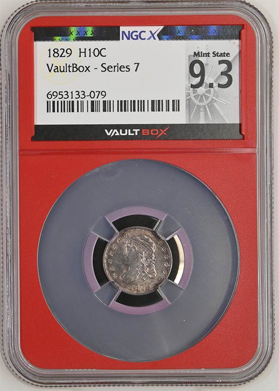 1829 Capped Bust Half Dime NGCX Mint State 9.3 Front