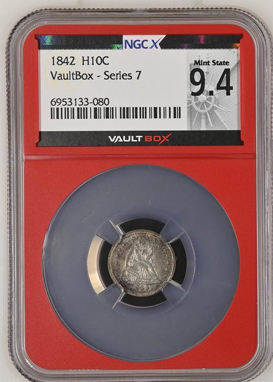 1842 Seated Liberty Half Dime NGCX Mint State 9.4 Front