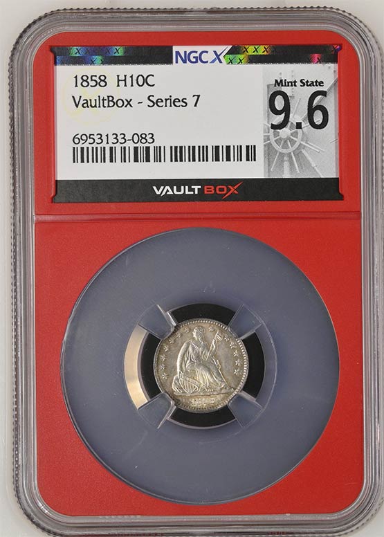 1858 Seated Liberty Half Dime NGCX Mint State 9.6 Front