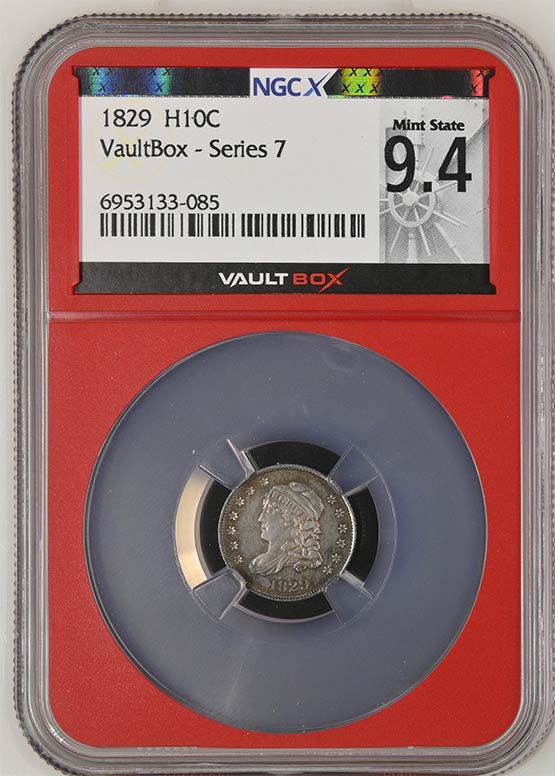 1829 Capped Bust Half Dime NGCX Mint State 9.4 Front