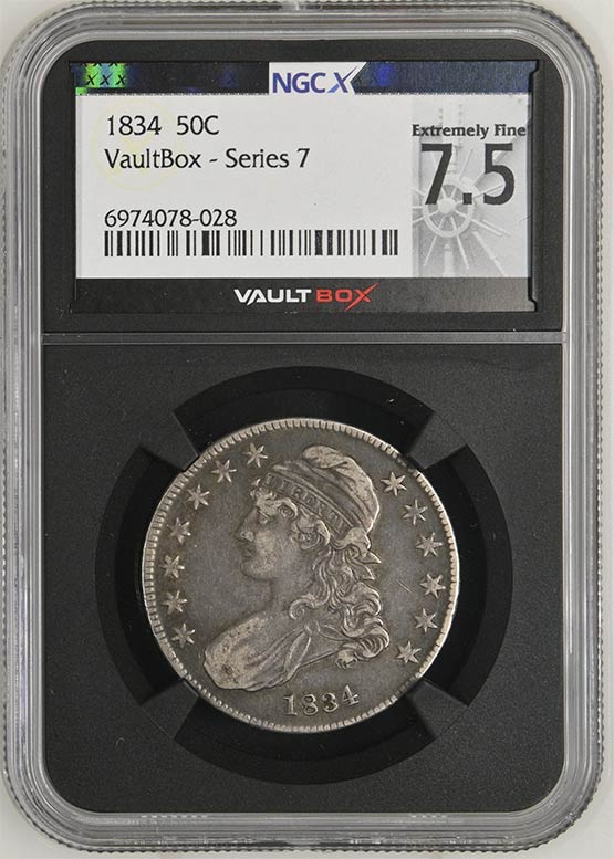 1834 Capped Bust Half Dollar NGCX Extremely Fine 7.5 Front