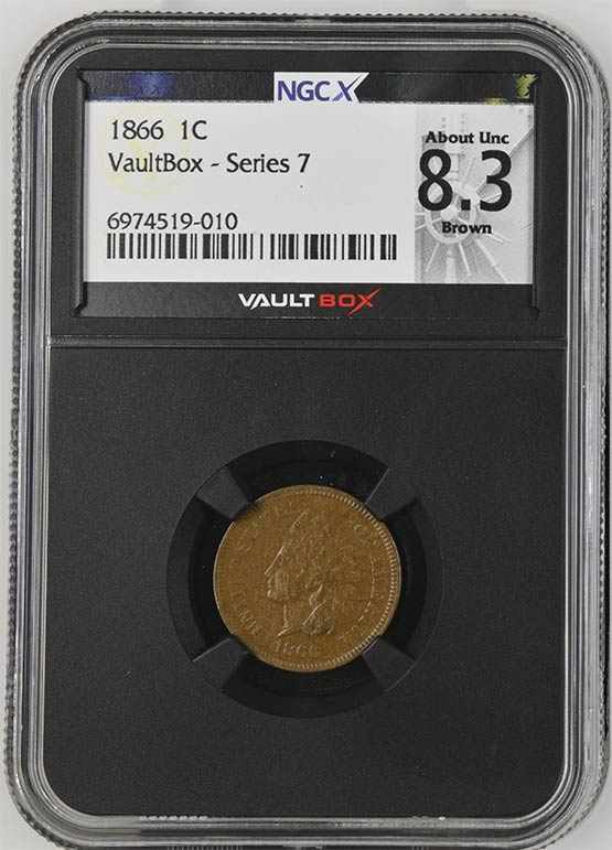 1866 Indian Head Cent NGCX About Uncirculated 8.3 Brown Front