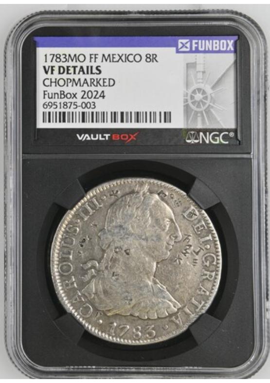 1783MO FF MEXICO 8R NGC VF DETAILS CHOPMARKED FRONT