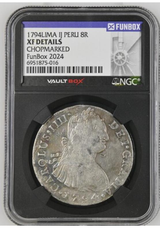 1794LIMA IJ PERU 8R NGC XF DETAILS CHOPMARKED FRONT