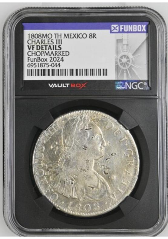 1808MO TH MEXICO 8R CARLOS IIII  NGC VF DETAILS CHOPMARKED Front