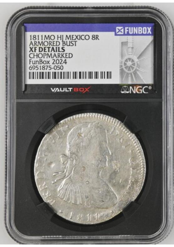 1811MO HJ MEXICO ARMORED BUST 8R NGC XF DETAILS CHOPMARKED FRONT