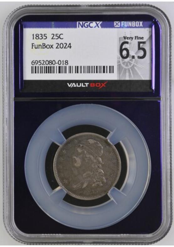 1835 25C NGCX VERY FINE 6.5 FRONT