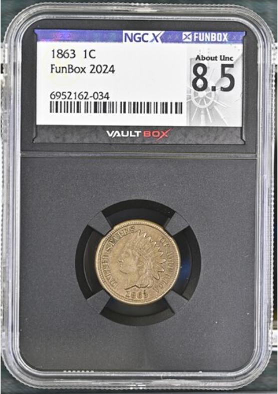 1863 1C NGCX ABOUT UNC 8.5 FRONT
