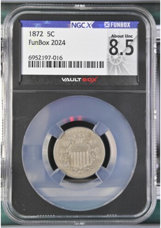 1872 5C NGCX ABOUT UNC 8.5 FRONT