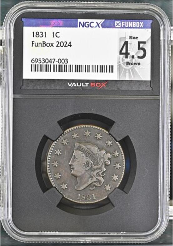1831 1C NGCX FINE 4.5 BROWN FRONT