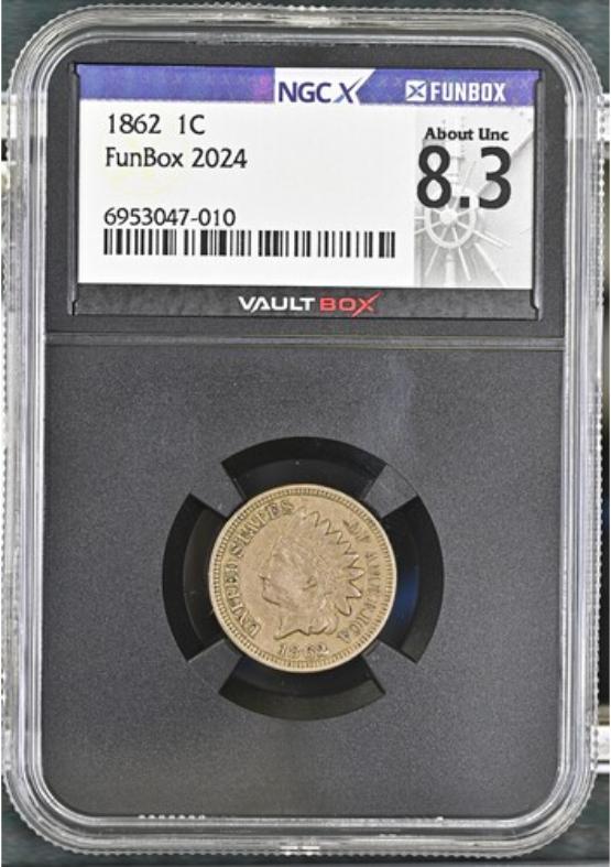 1862 1C NGCX ABOUT UNC 8.3 FRONT
